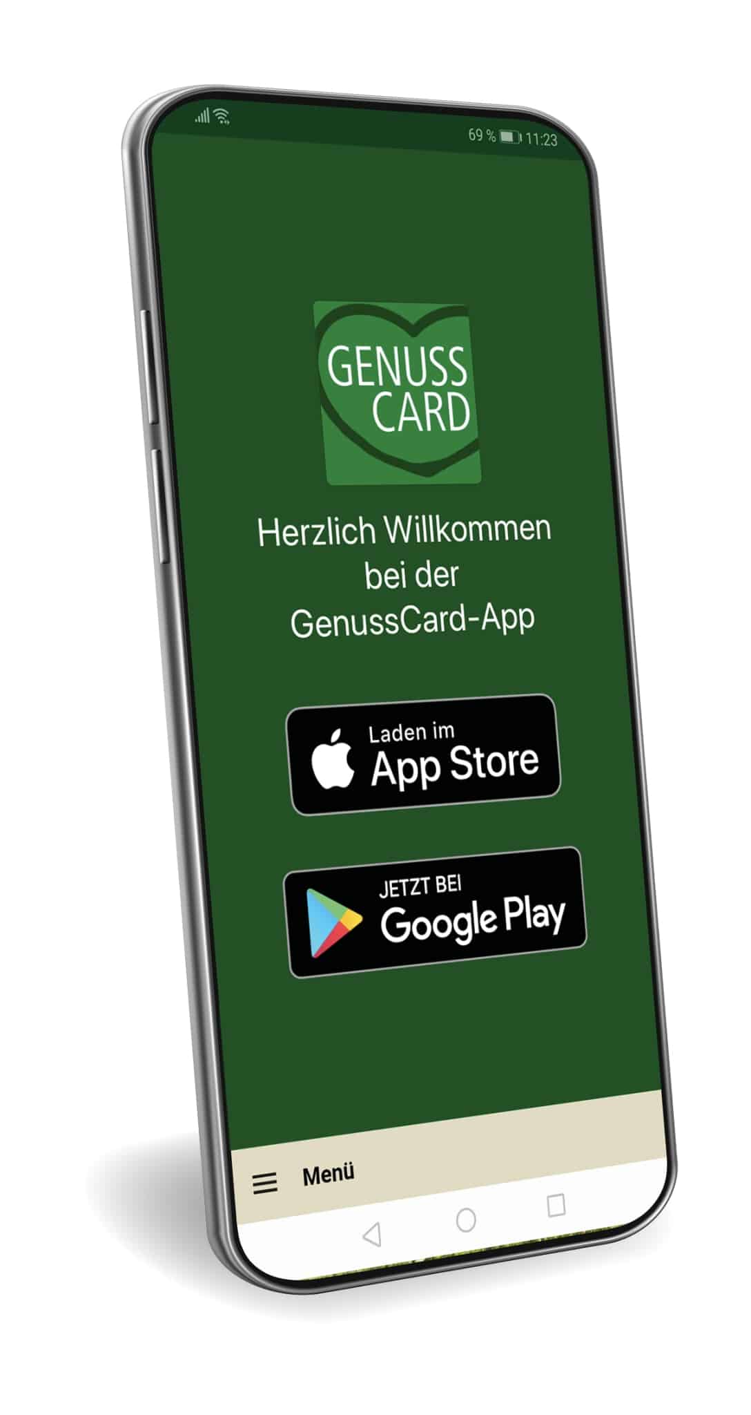 Startseite GenussCard App am Smartphone